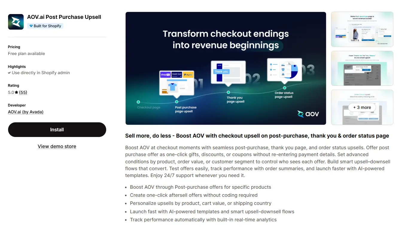AOV.ai Post Purchase Upsell